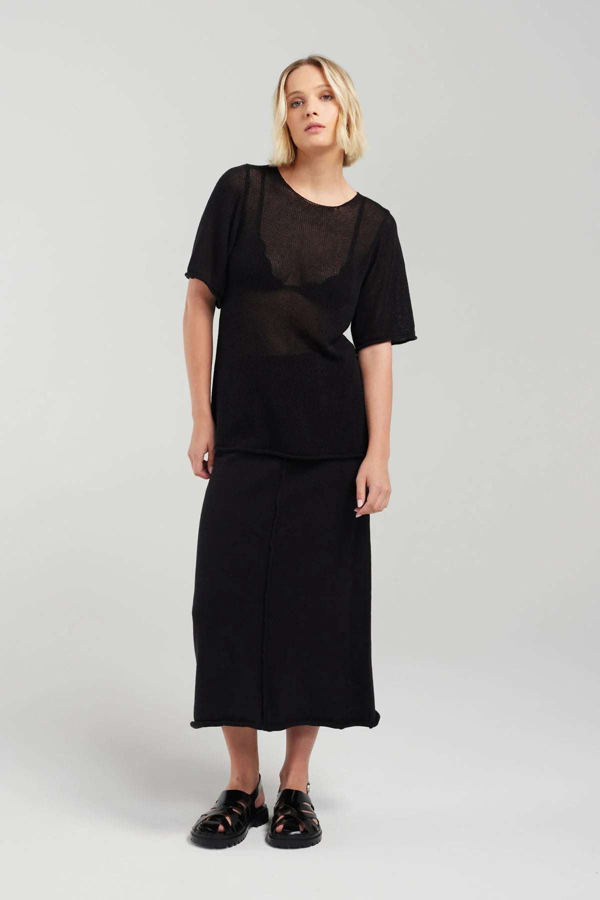 Nyne Poppy Skirt Black PALM Palm Boutique