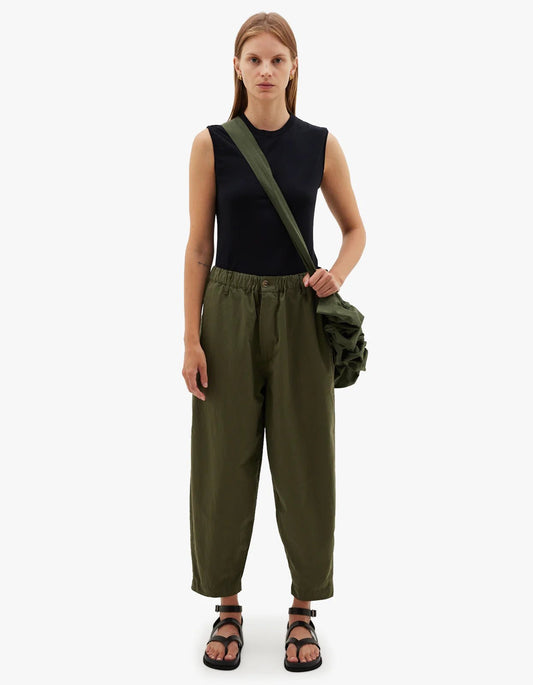 bassike | Crushed Cotton Summer Pant | Khaki | Palm Boutique