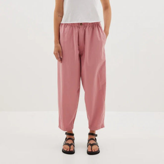 bassike | Crushed Cotton Summer Pant | Pink Moss | Palm Boutique