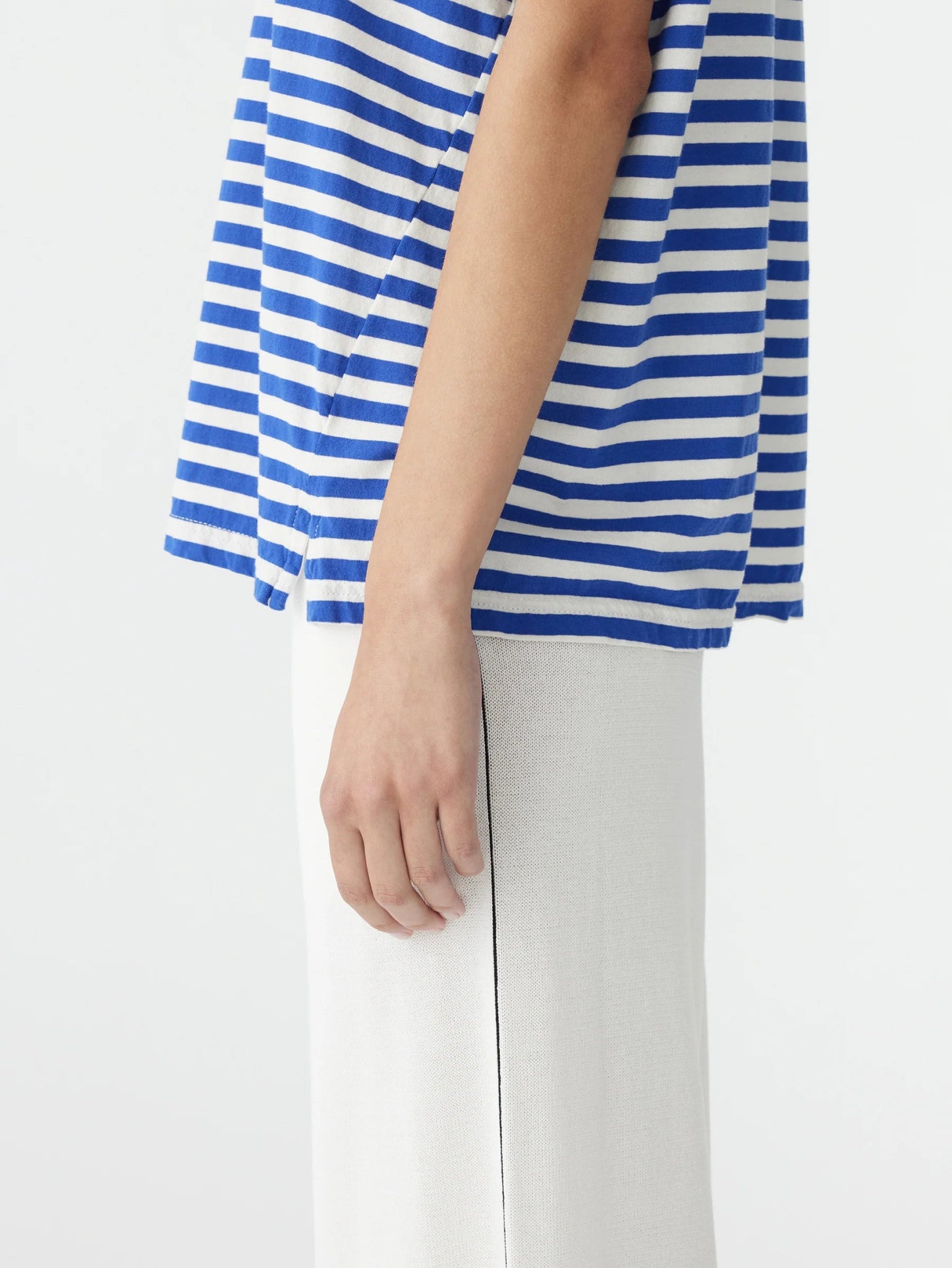 bassike | Natural/Cobalt Vtg Stripe Boyfriend s/s t.shirt | Candy Pink Contrast | Palm Boutique