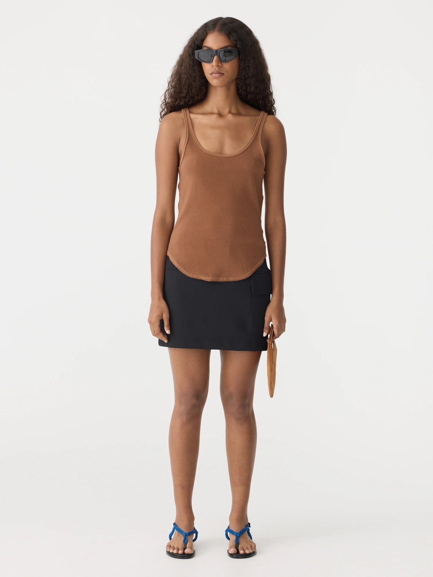 bassike | Slim Scoop Rib Tank | Argan | Palm Boutique