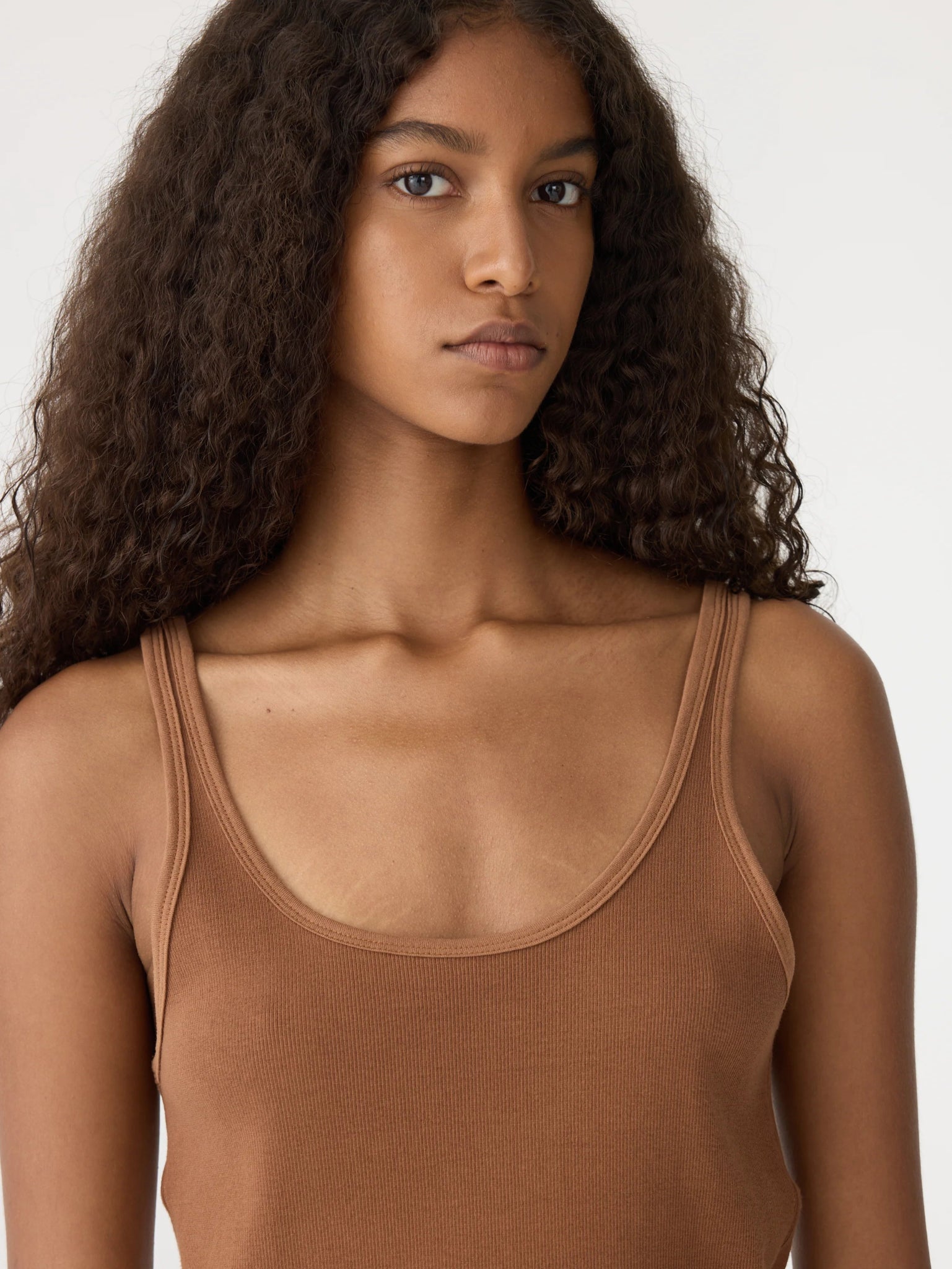 bassike | Slim Scoop Rib Tank | Argan | Palm Boutique