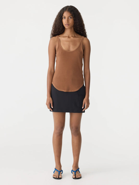 bassike | Slim Scoop Rib Tank | Argan | Palm Boutique