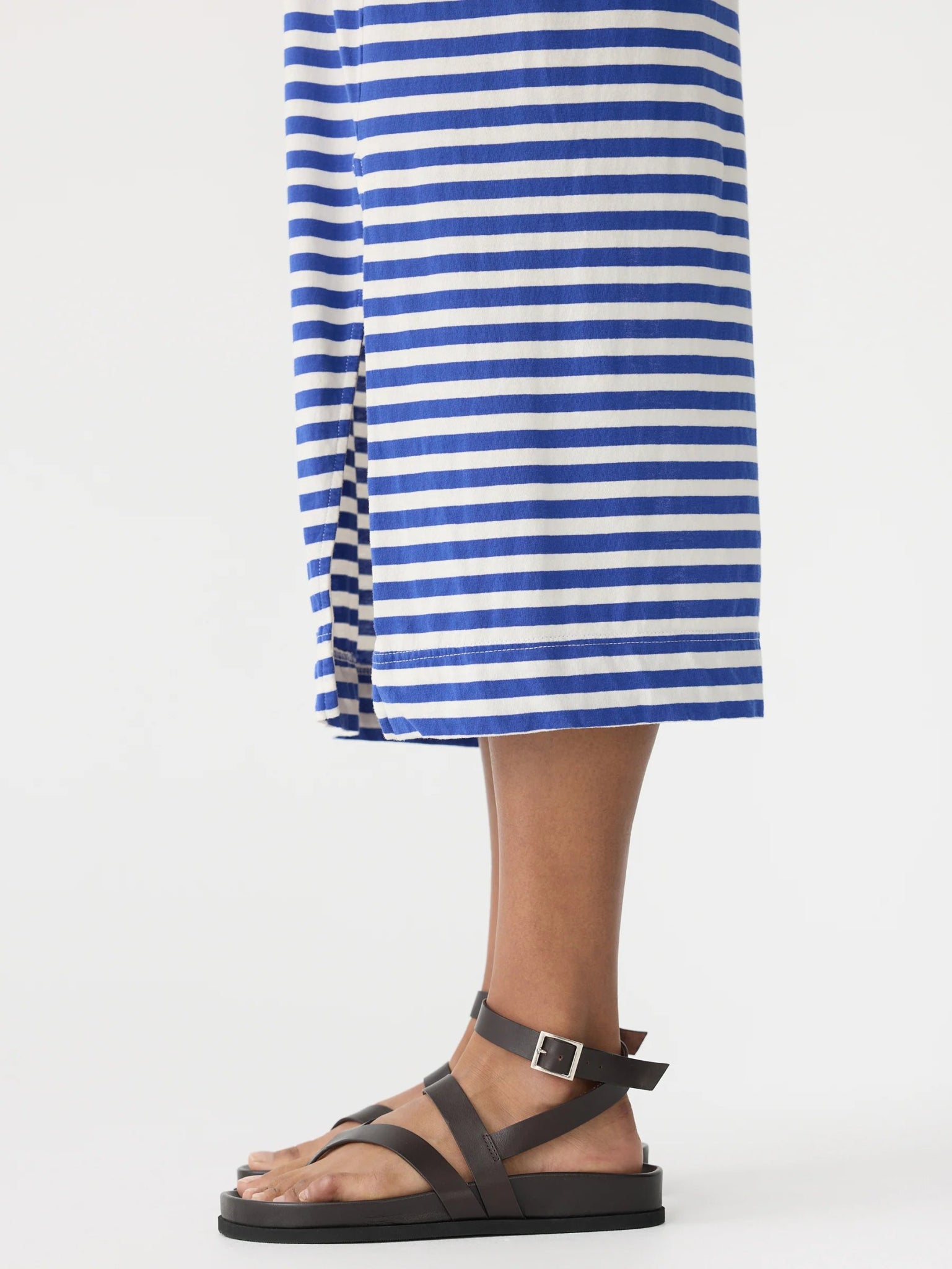 bassike | Stripe v neck jsy slip dress | Nat/Cobalt | Palm Boutique