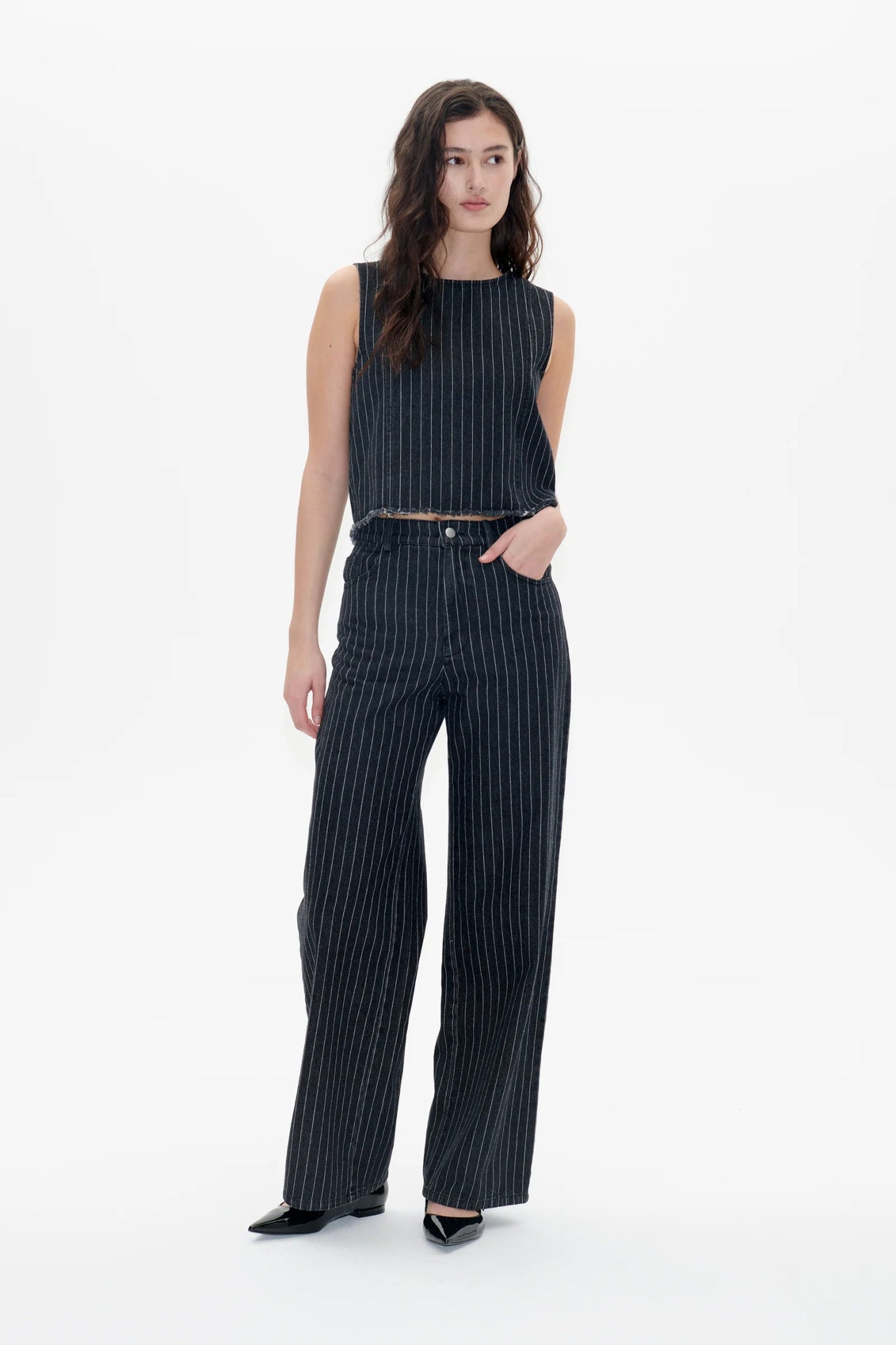 Baum Und Pferdgarten | Madine Top | Black Pinstripe Denim | Palm Boutique