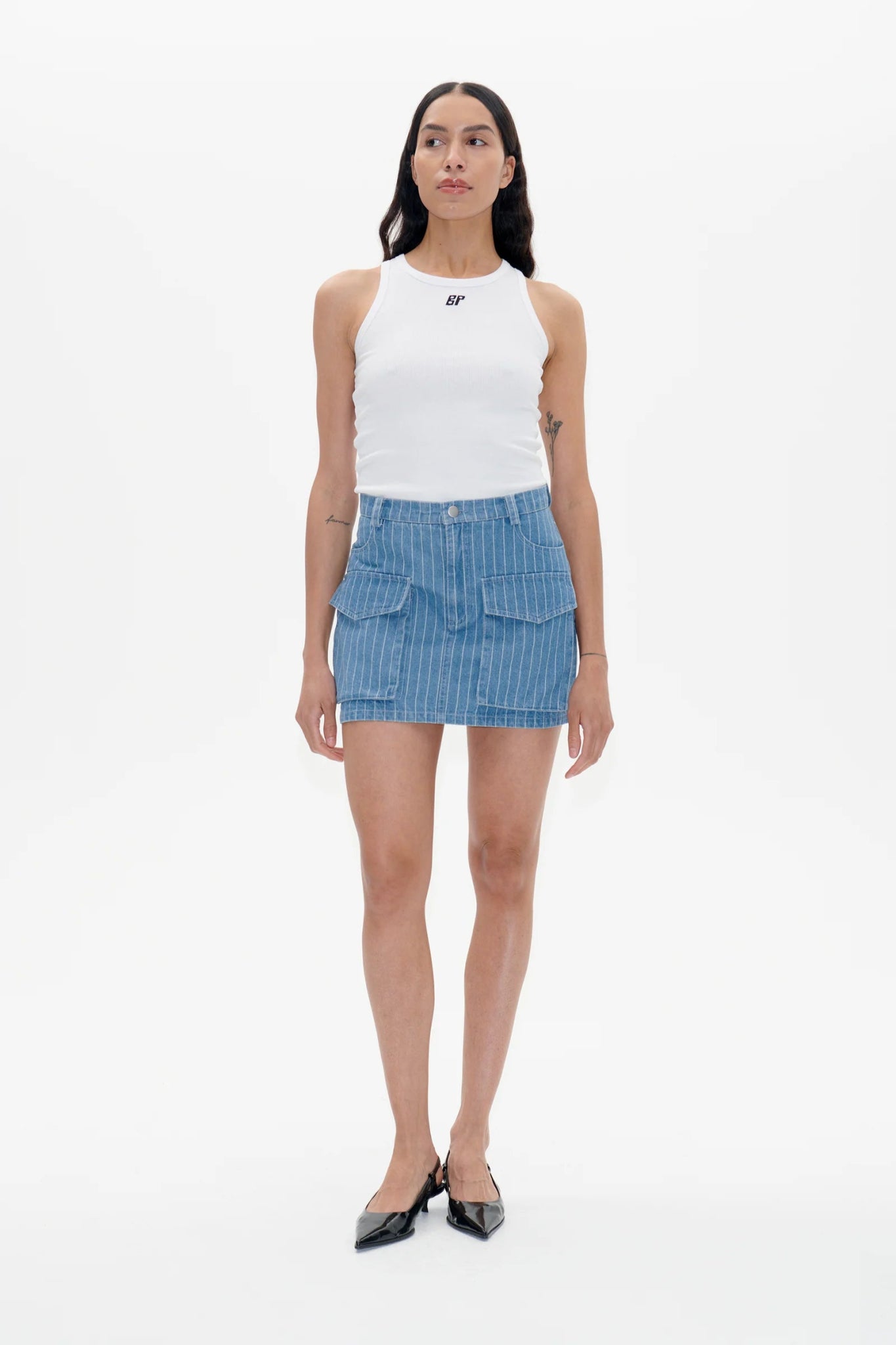 Baum Und Pferdgarten | Sali Skirt | Blue Pinstripe Denim | Palm Boutique