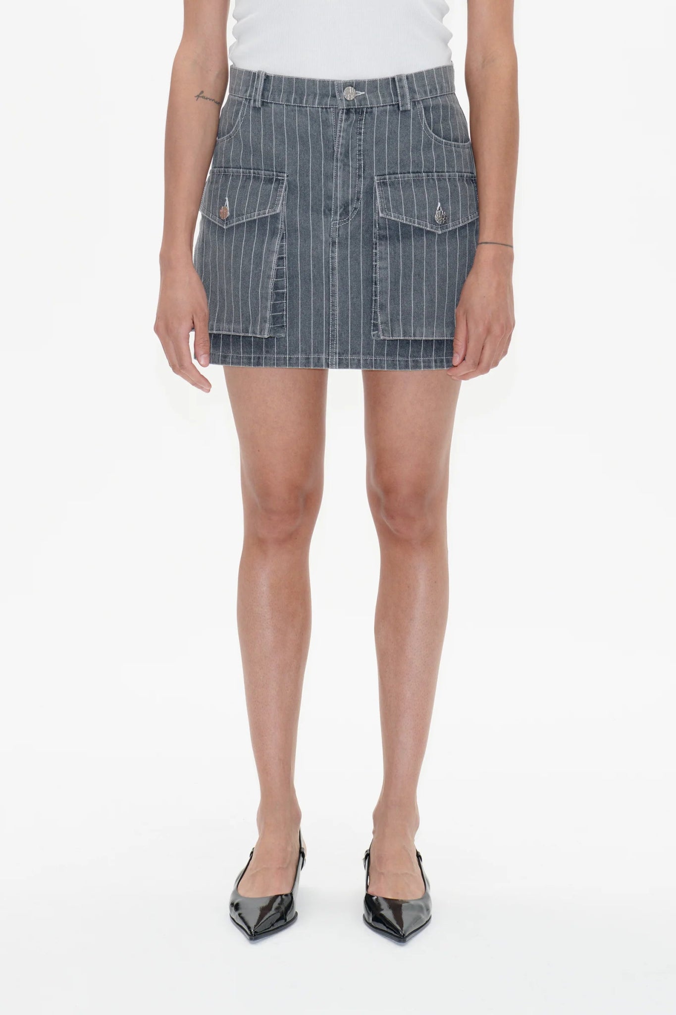 Baum Und Pferdgarten | Sali Skirt | Grey Pinstripe Denim | Palm Boutique