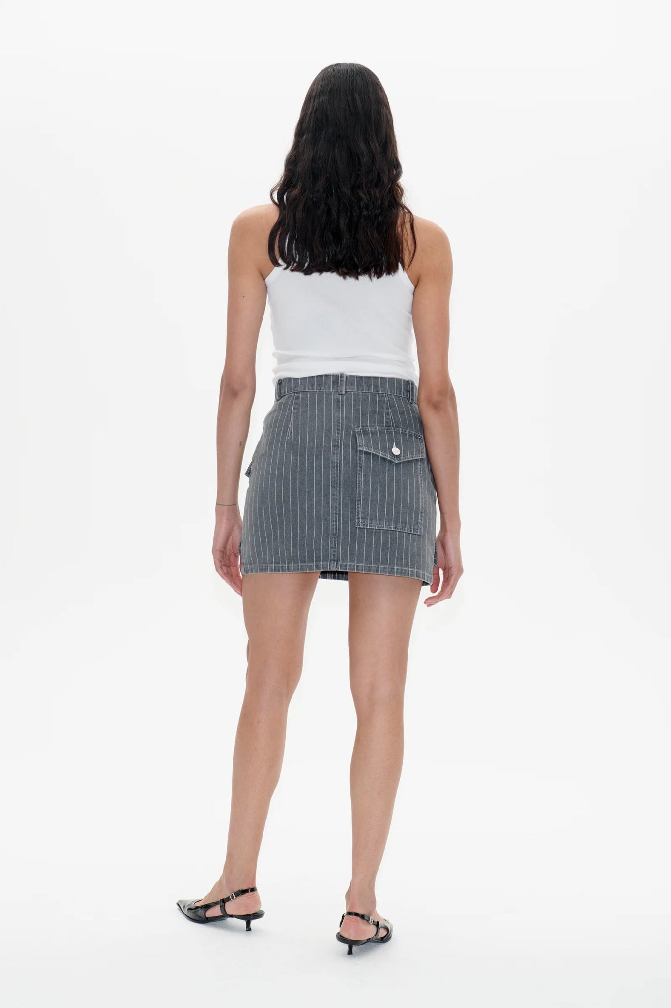 Baum Und Pferdgarten | Sali Skirt | Grey Pinstripe Denim | Palm Boutique