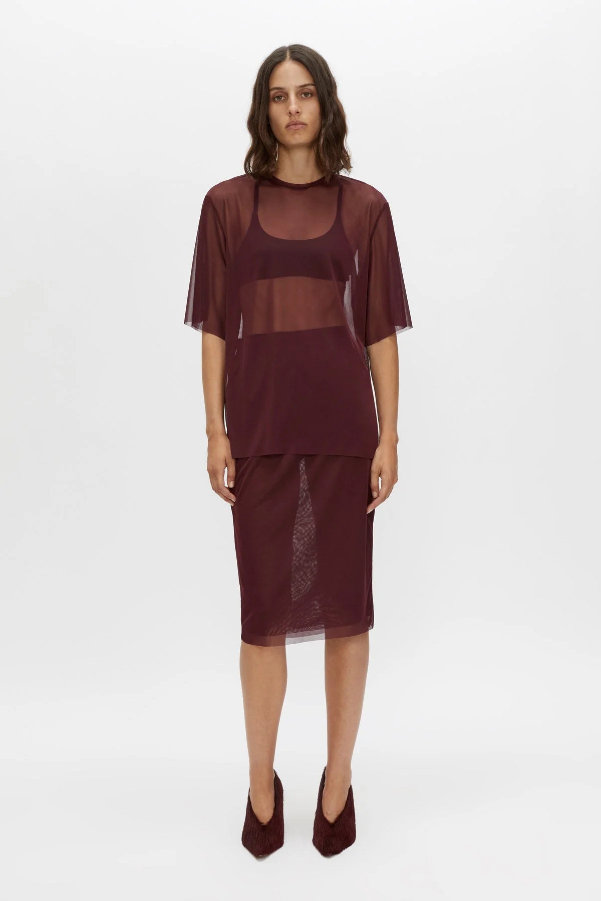 Camilla and Marc | Enigma Sheer Top | Burgundy | Palm Boutique