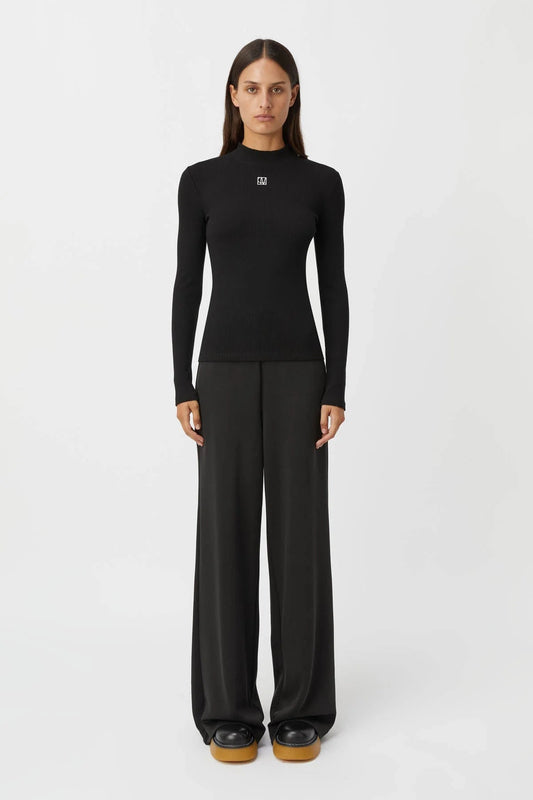 Camilla and Marc | Nora Rib Long Sleeve Top | Black | Palm Boutique