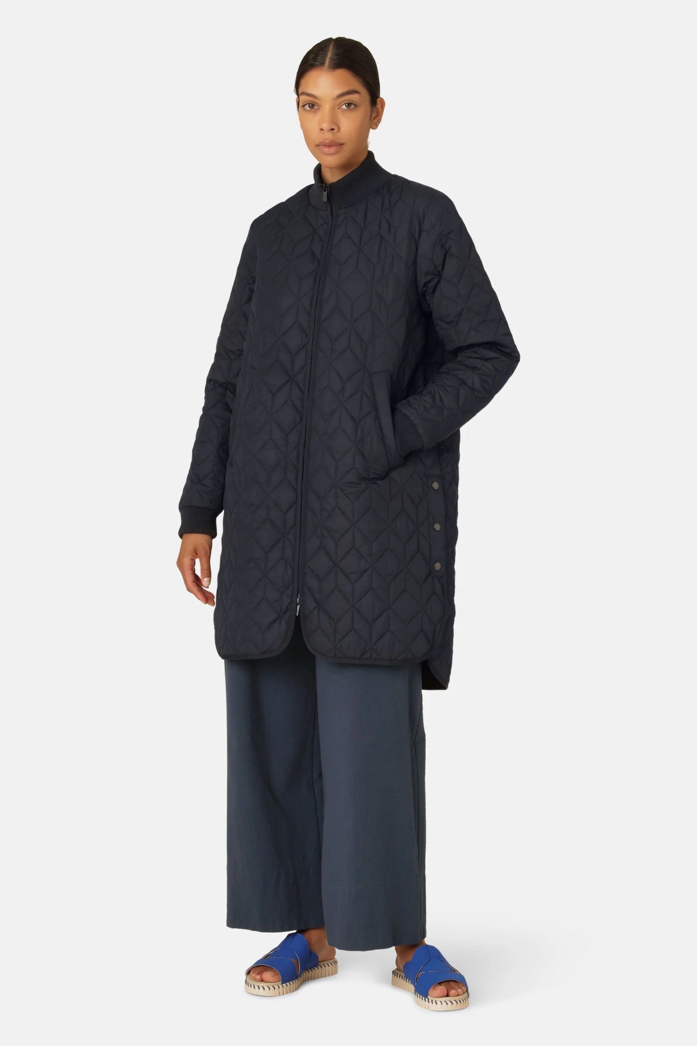 Ilse Jacobsen | ART 06 Long Quilted Coat | Dark Indigo | Palm Boutique