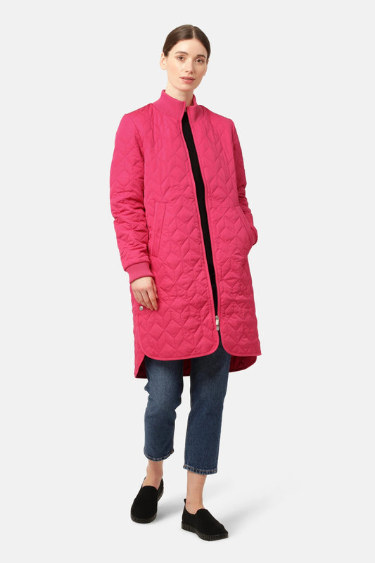 Ilse Jacobsen | ART 06 Long Quilted Coat | Magenta | Palm Boutique