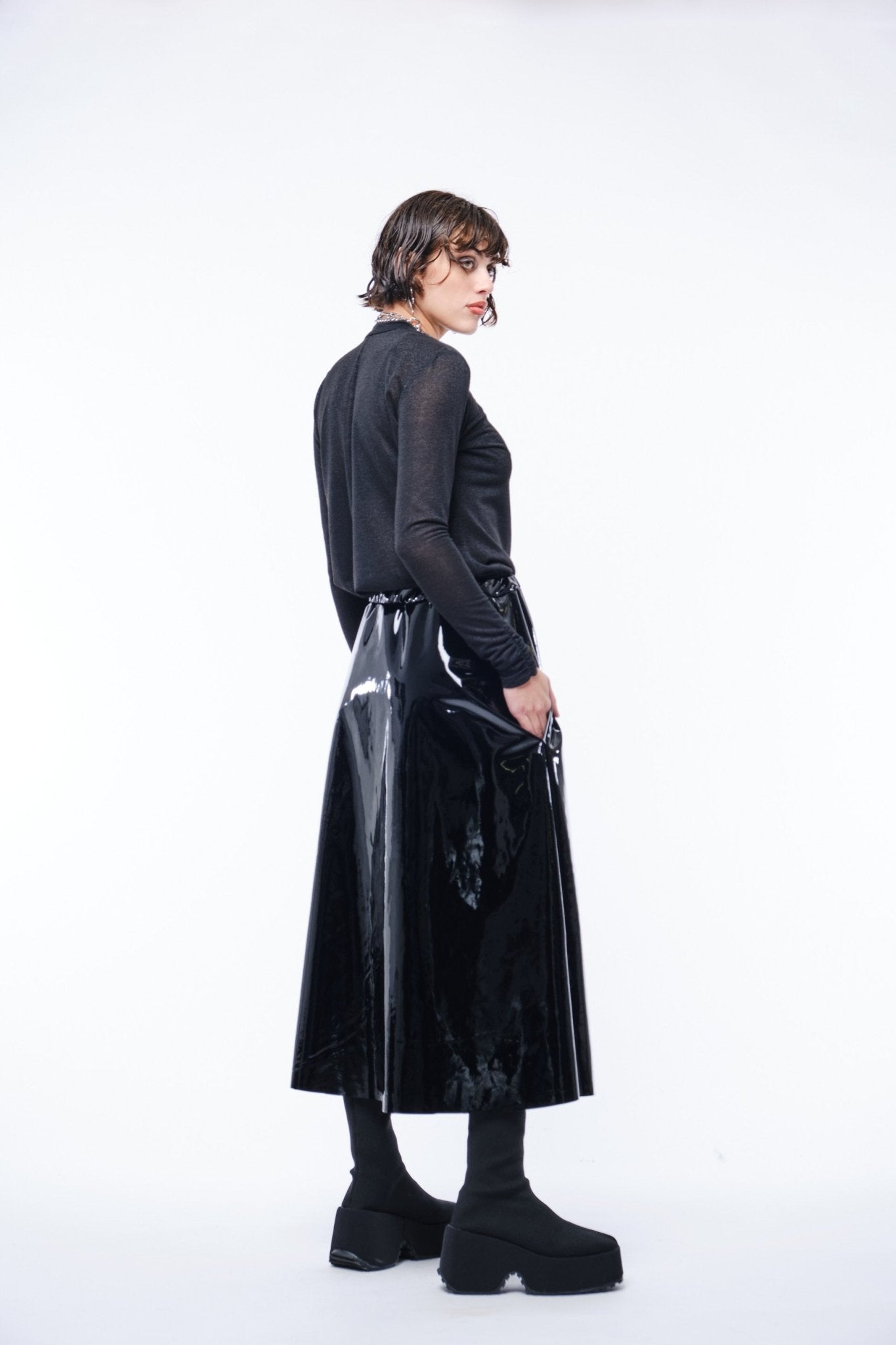 JPALM | Svart Skirt | Black PVC | Palm Boutique