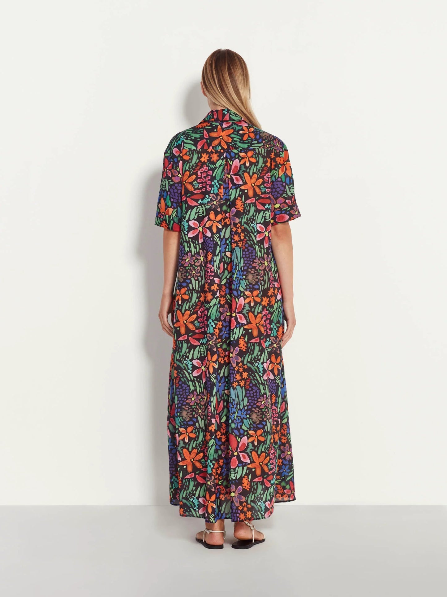 Juliette Hogan | Isle Shirtdress | Black Bouquet Cotton Vivid | Palm Boutique