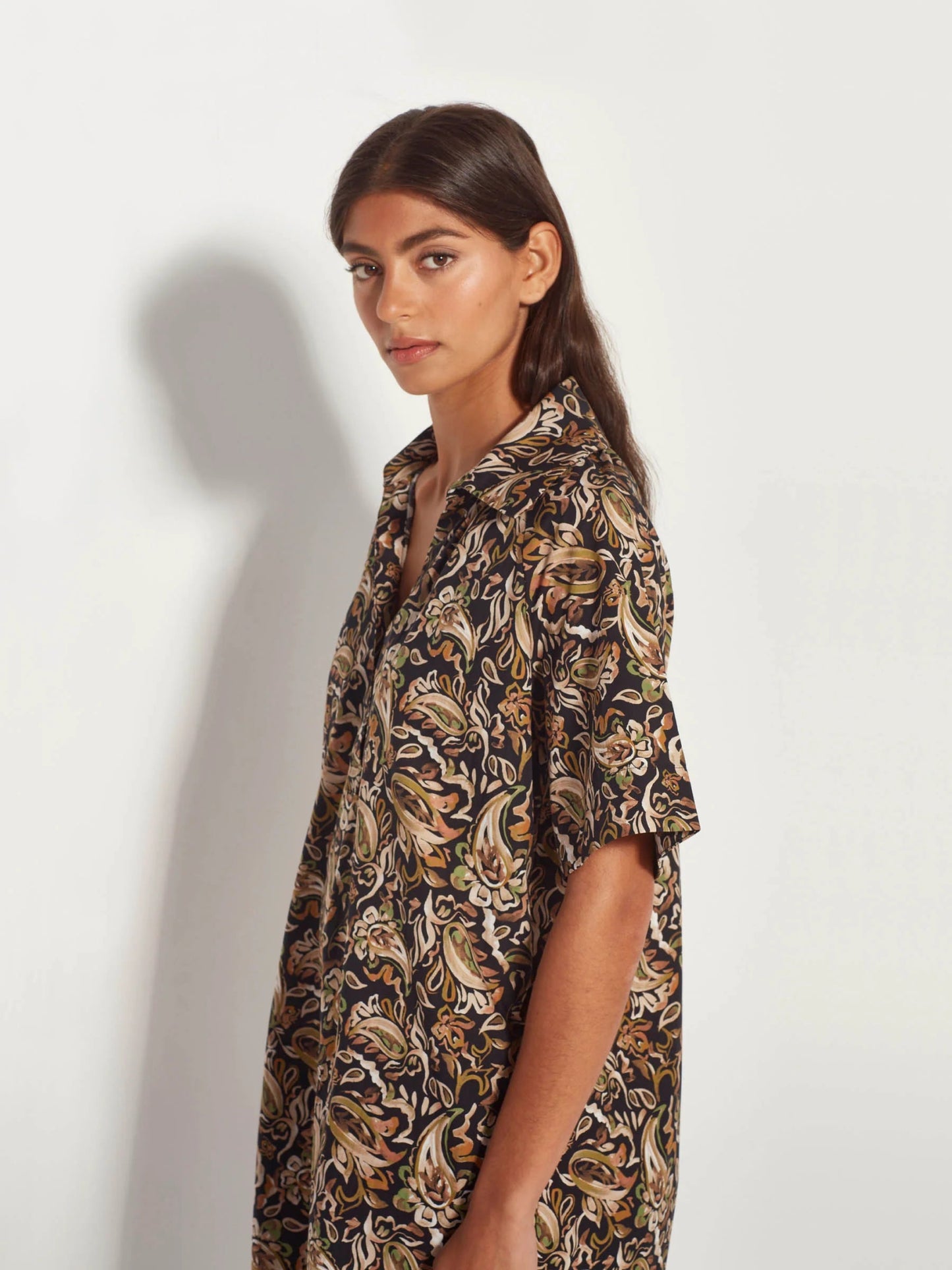 Juliette Hogan | Rue Shirtdress | Painterly Paisley | Palm Boutique