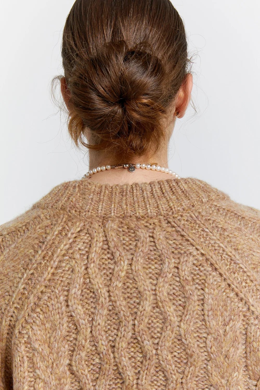 Karen Walker | Cable Knit Cropped Sweater | Honey Marle | Palm Boutique