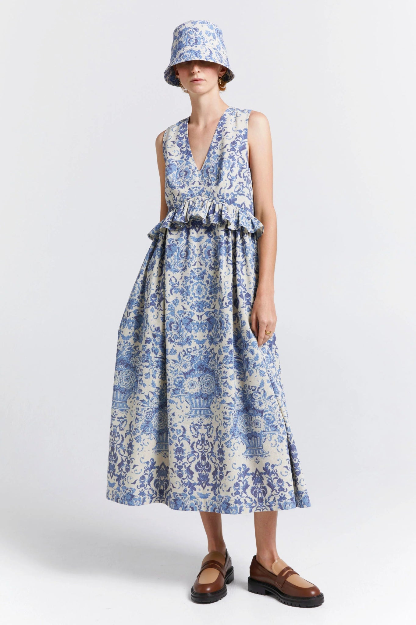 Karen Walker | Cordyline Dress | Natural/Blue | Palm Boutique