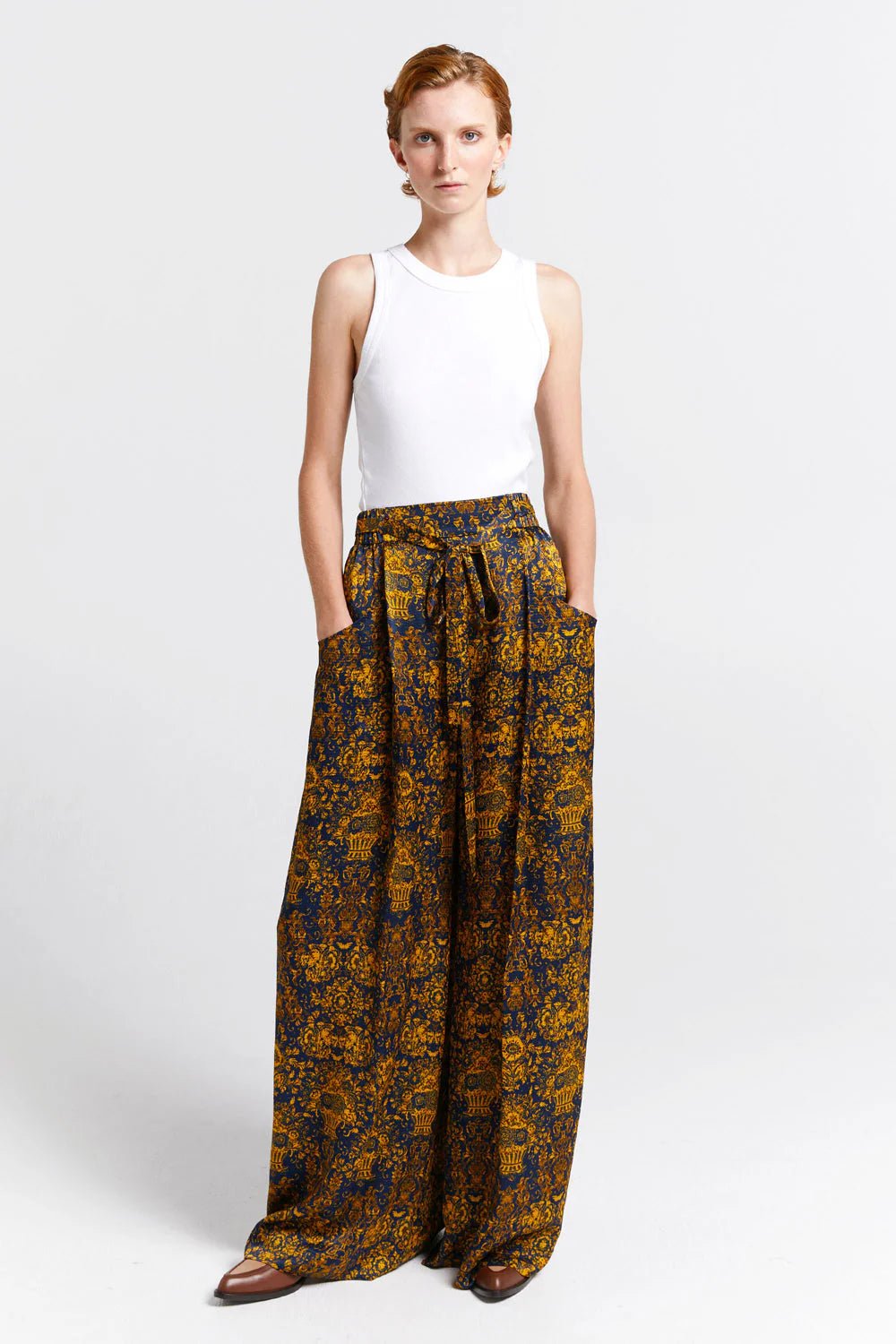 Karen Walker | Curio Palazzo Pants | Navy/Antique Gold | Palm Boutique