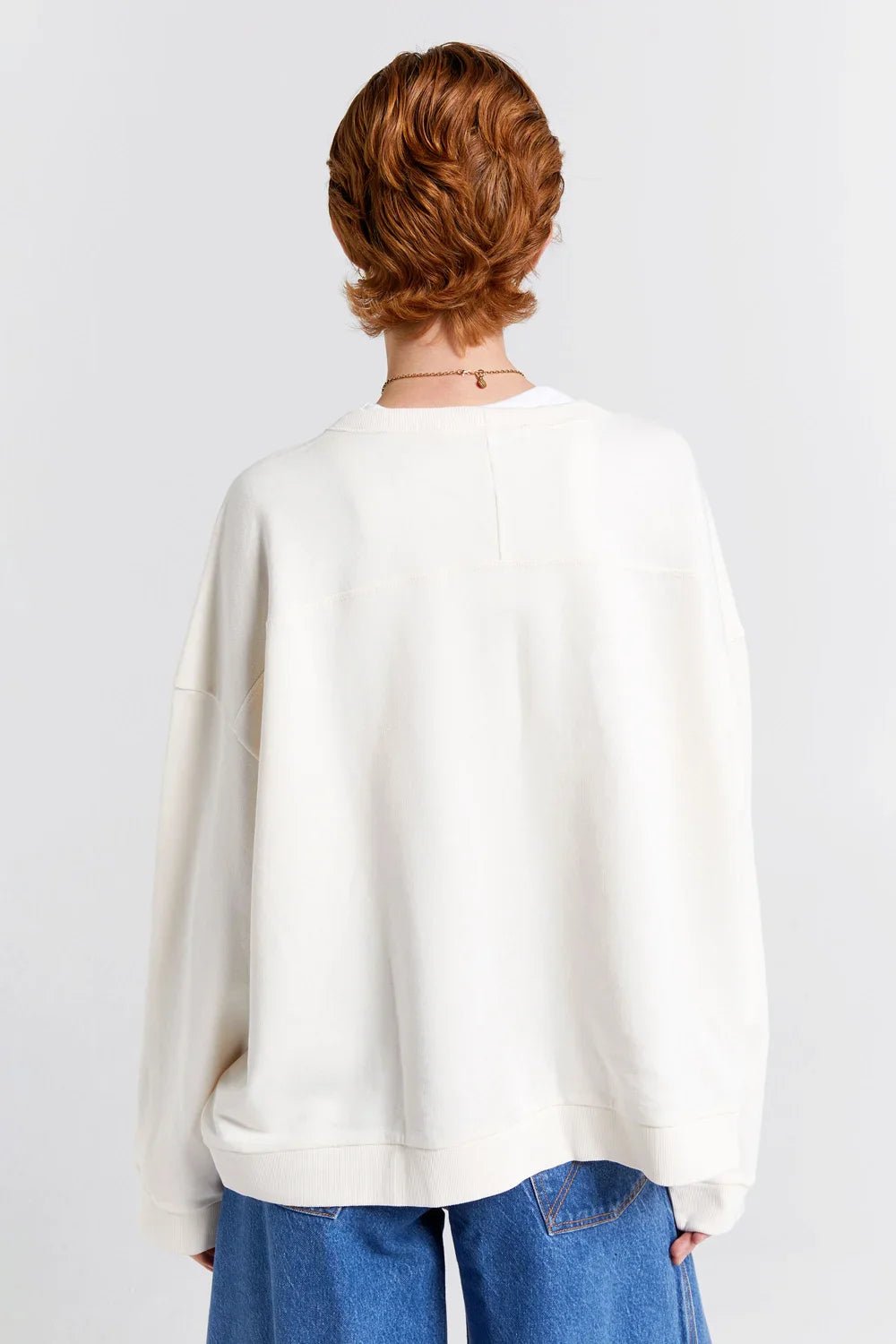 Karen Walker | Embroided Runaway Cotton Crew | Ecru | Palm Boutique