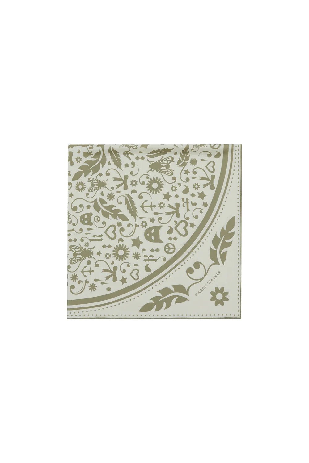 Karen Walker | Filigree Classic Silk Scarf | Cream/Olive | Palm Boutique