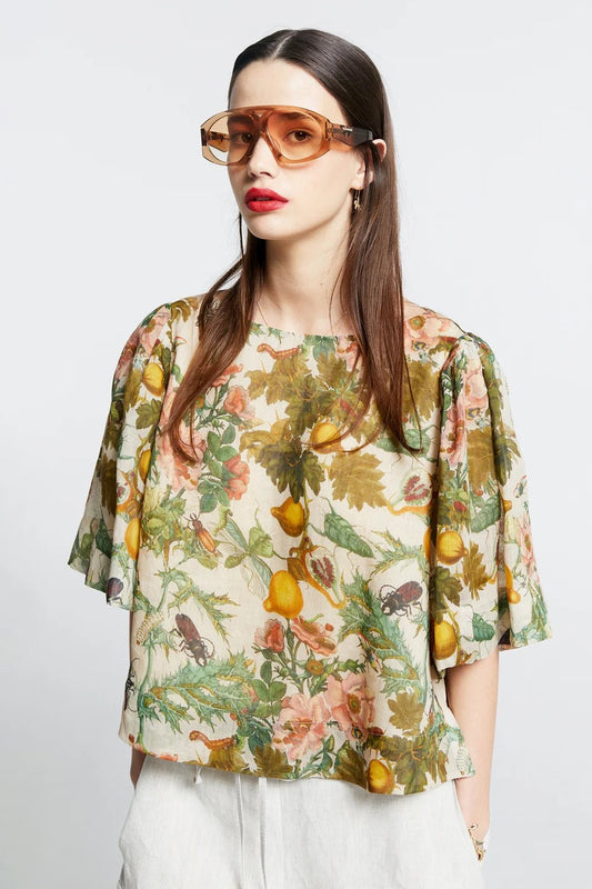 Karen Walker | KW Azalea Top | Insects & Fruit Washed Ramie | Palm Boutique