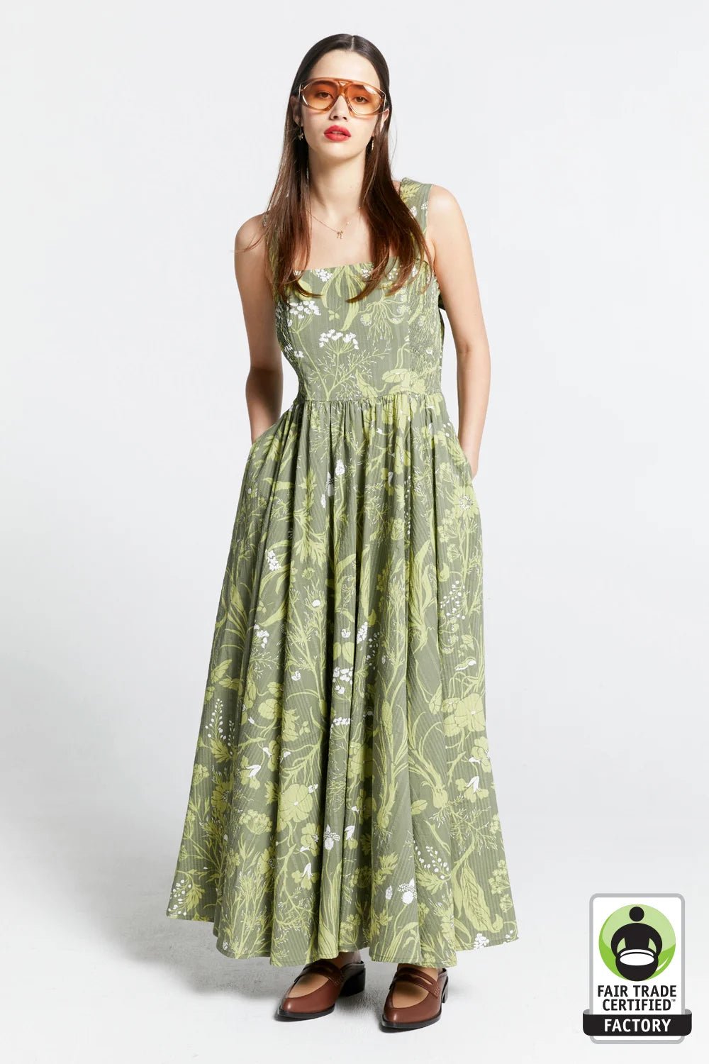 Karen Walker | KW Eden Dress | Wild Flowers Seersucker Green | Palm Boutique