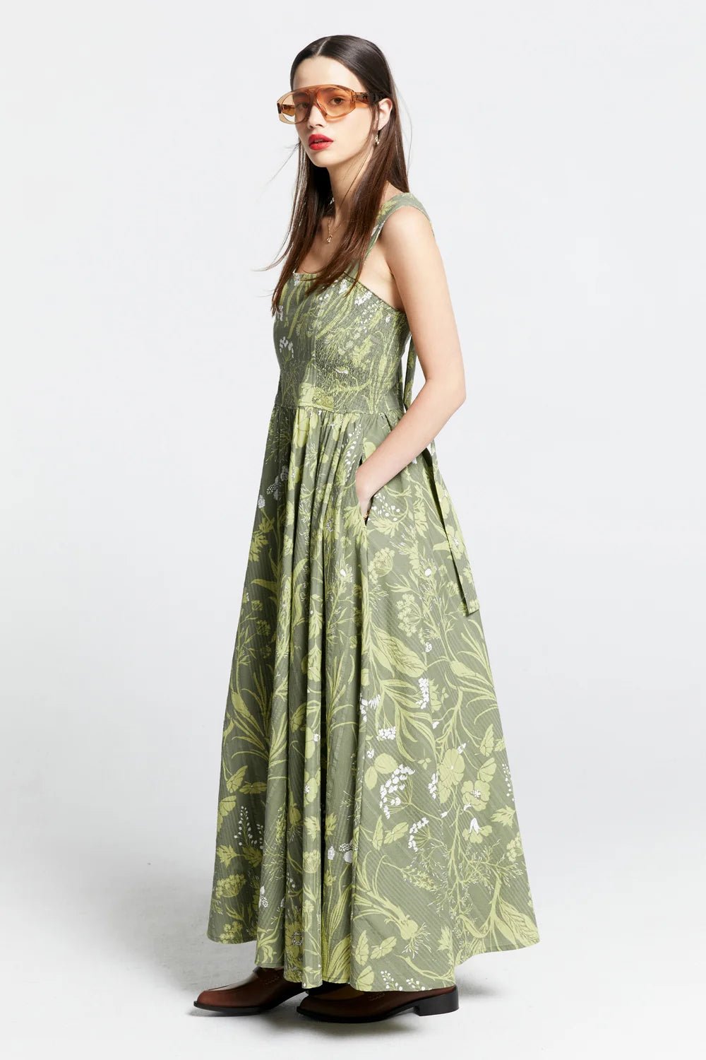 Karen Walker | KW Eden Dress | Wild Flowers Seersucker Green | Palm Boutique