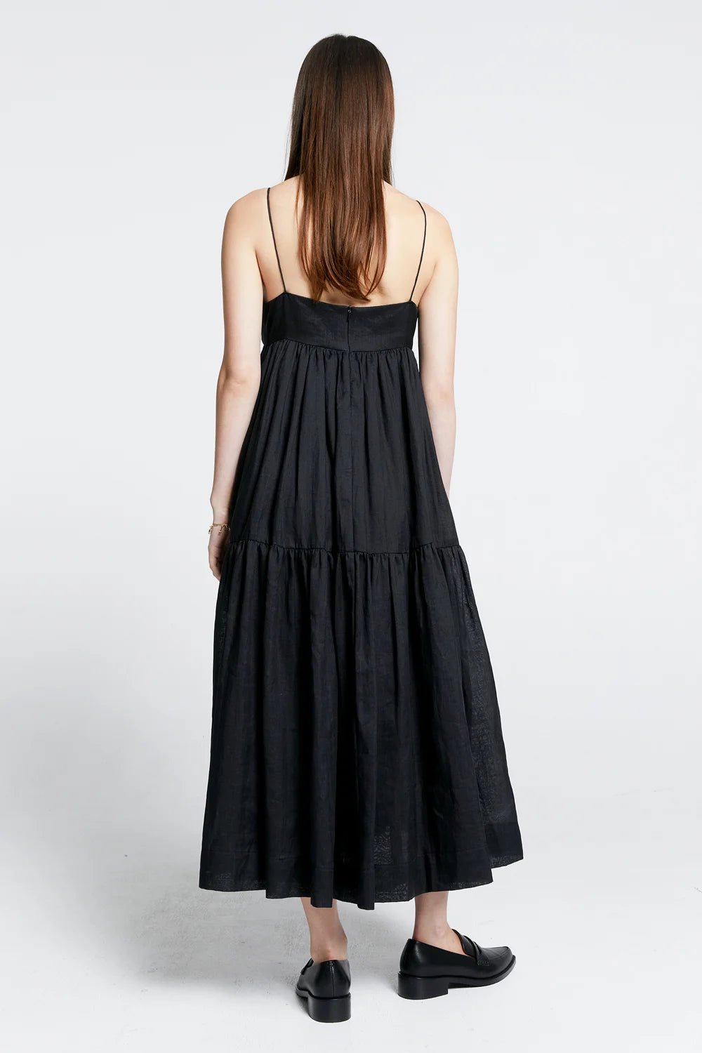 Karen Walker | KW Zestful Dress | Washed Ramie Black | Palm Boutique