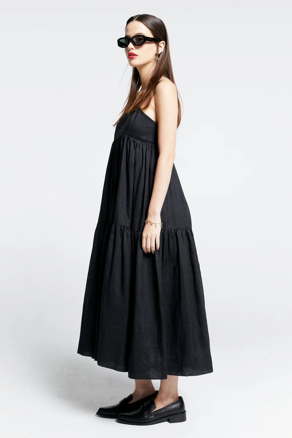 Karen Walker | KW Zestful Dress | Washed Ramie Black | Palm Boutique