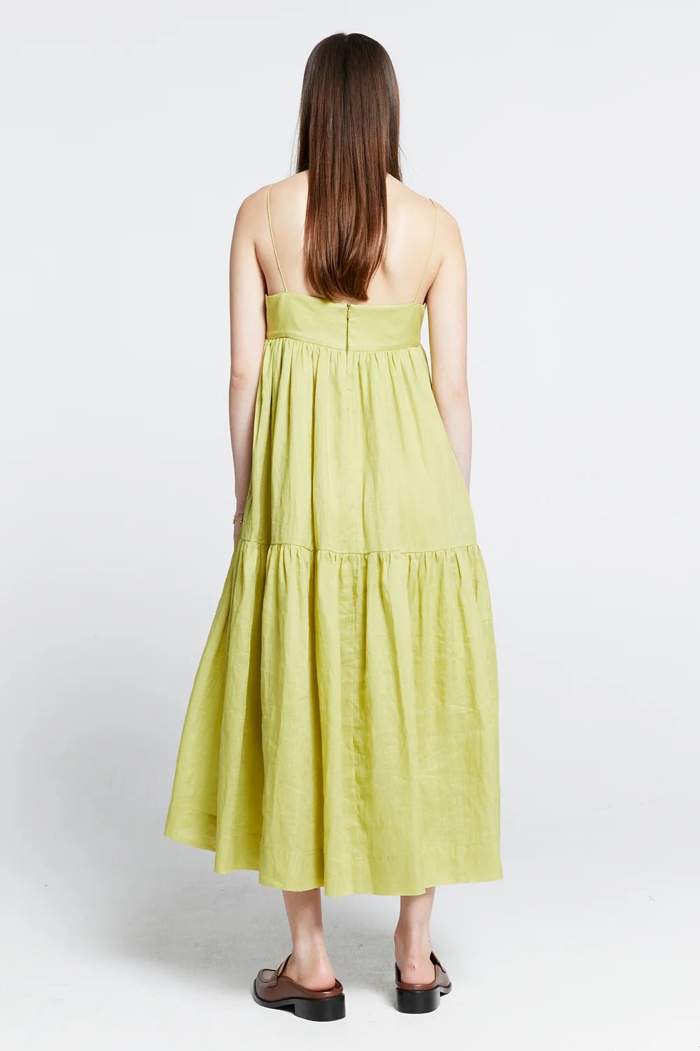 Karen Walker | KW Zestful Dress | Washed Ramie Lime | Palm Boutique