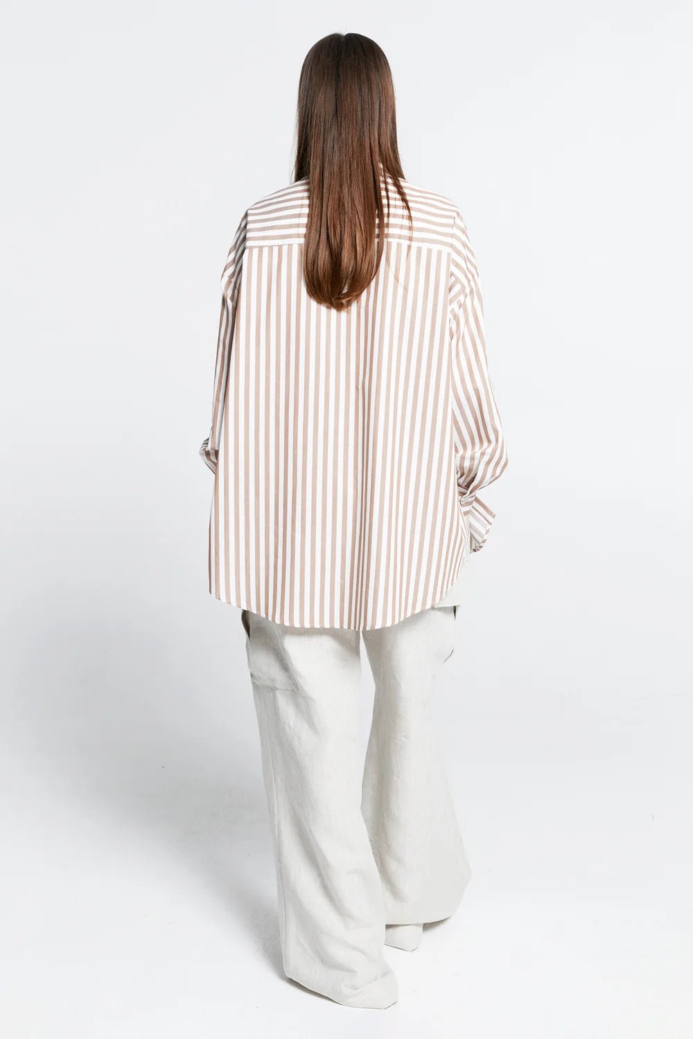 Karen Walker | Oversized Walker Shirt | Coffee Stripe | Palm Boutique