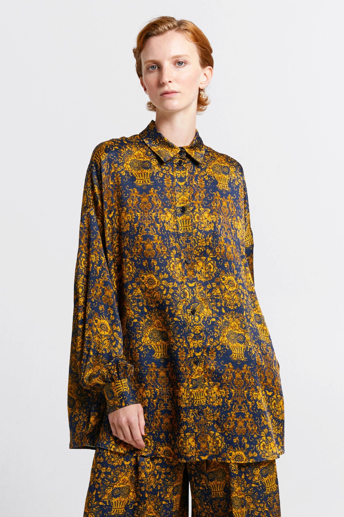 Karen Walker | Oversized Walker Shirt | Navy/Antique Gold | Palm Boutique