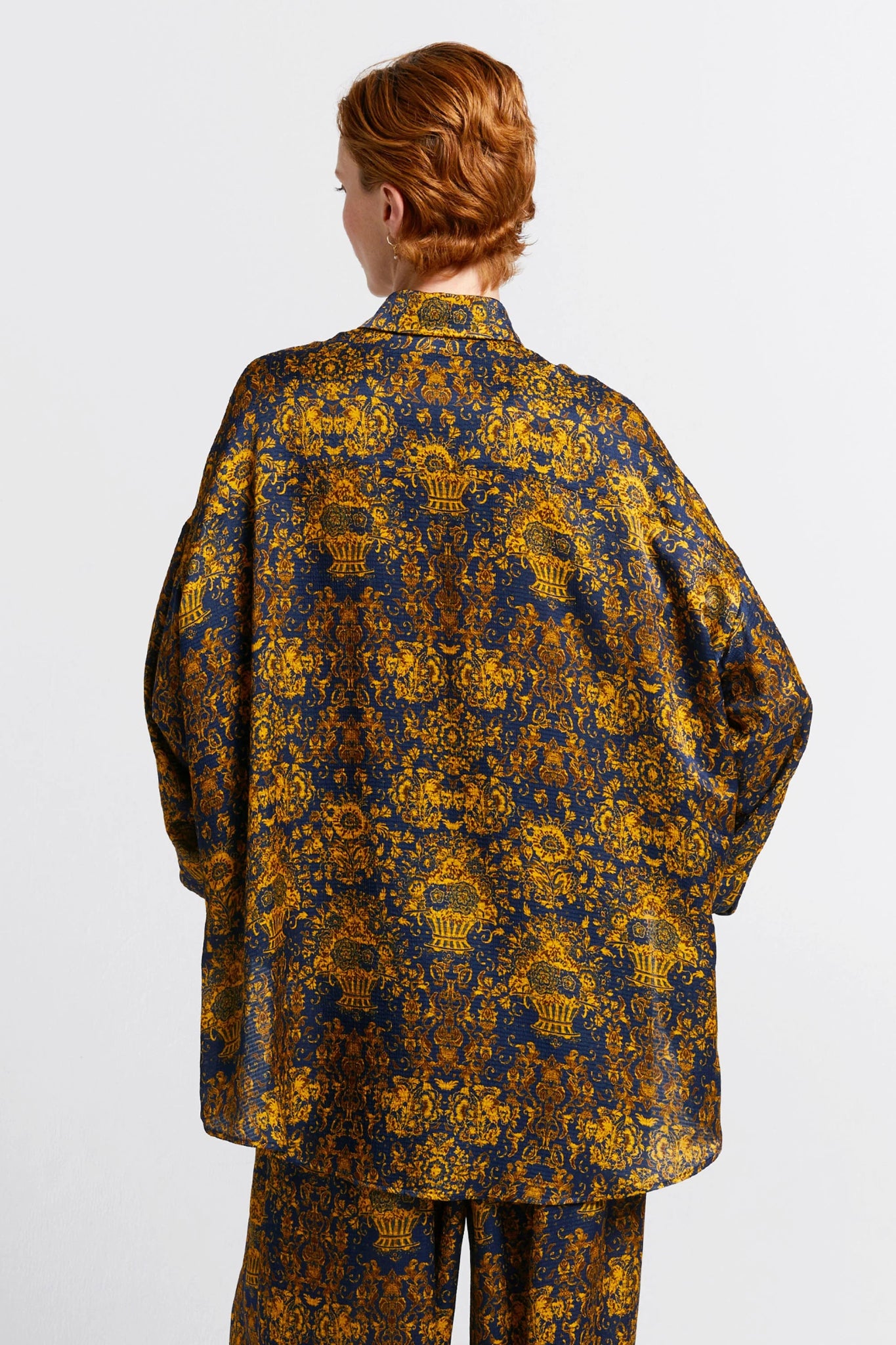 Karen Walker | Oversized Walker Shirt | Navy/Antique Gold | Palm Boutique