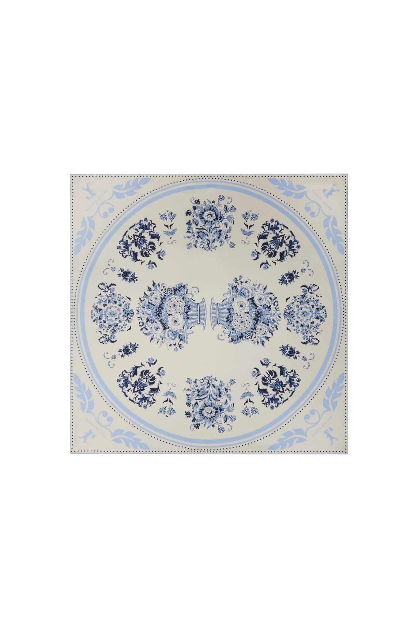 Karen Walker | Porcelain Plate Classic Silk Scarf | Natural/Blue | Palm Boutique