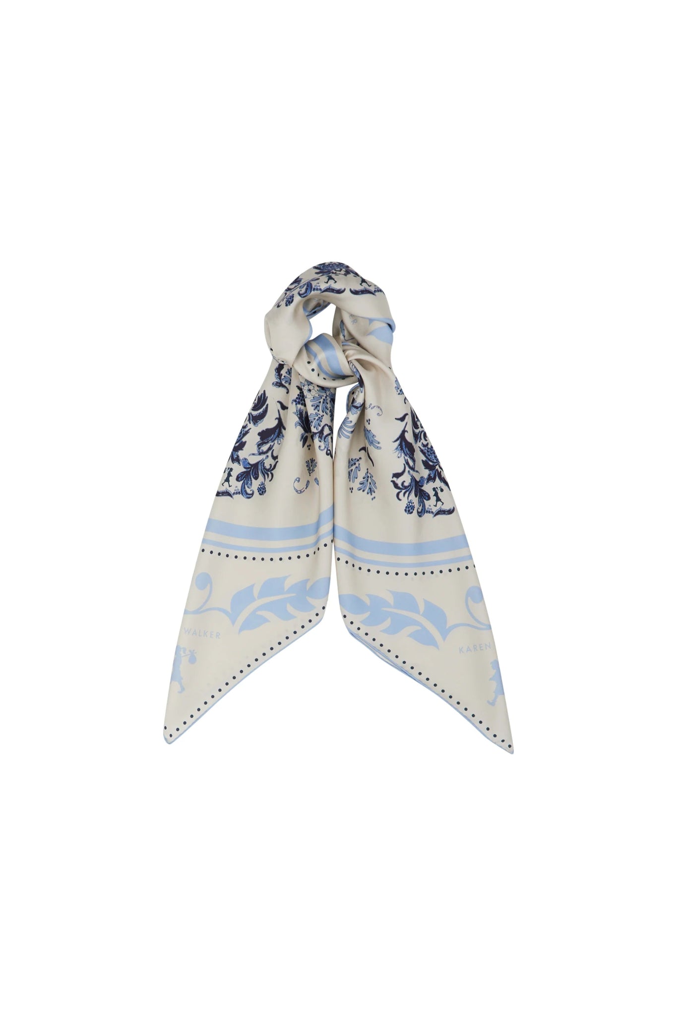 Karen Walker | Porcelain Plate Classic Silk Scarf | Natural/Blue | Palm Boutique