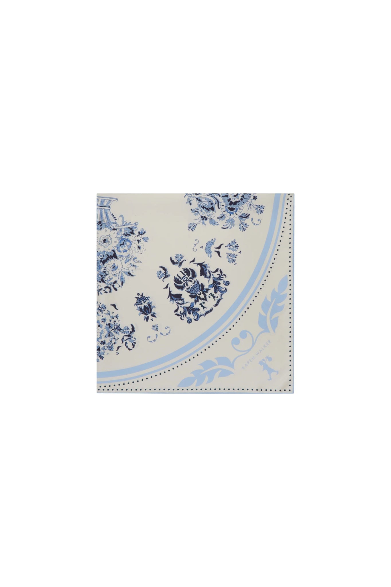 Karen Walker | Porcelain Plate Classic Silk Scarf | Natural/Blue | Palm Boutique