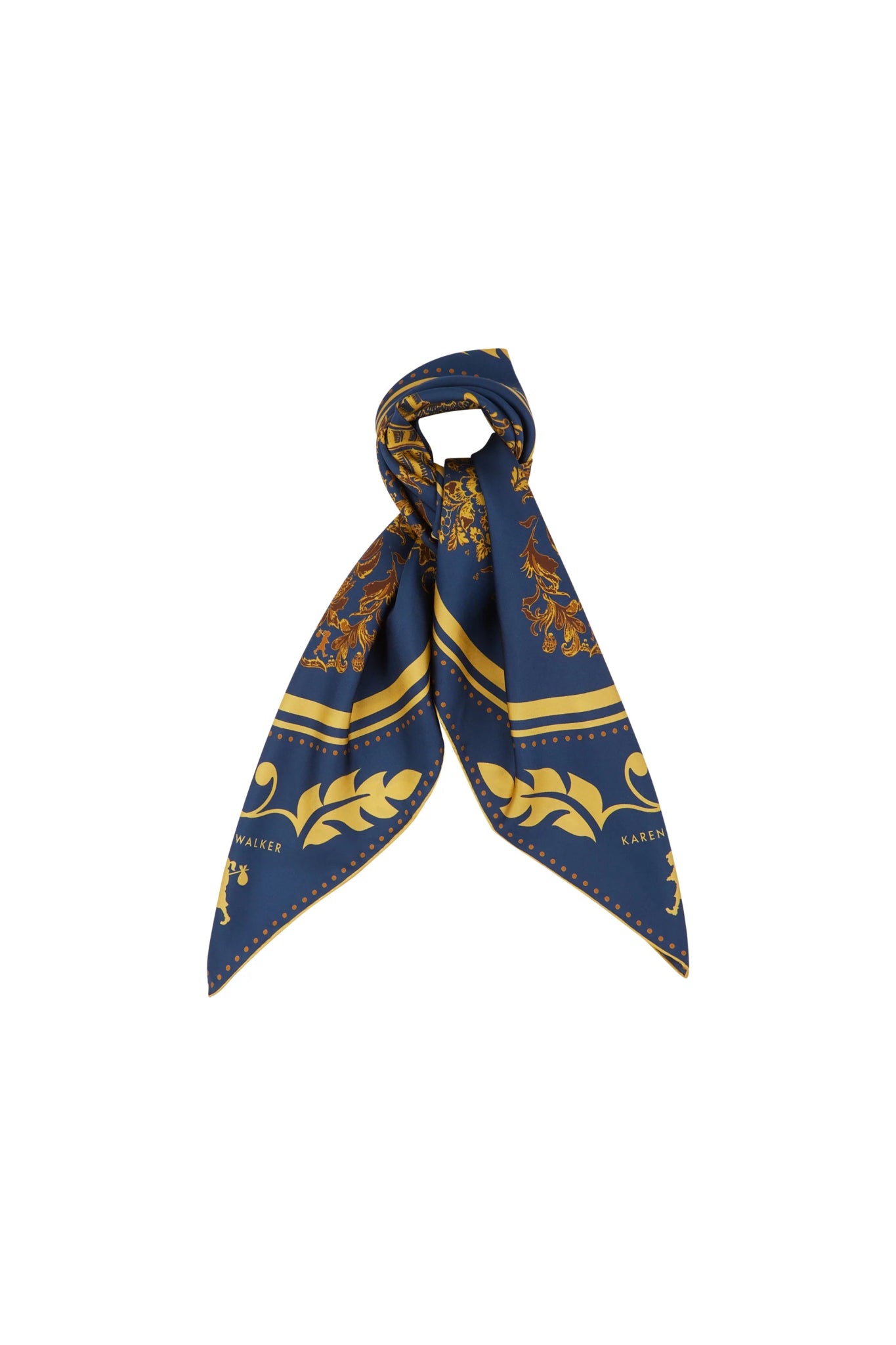 Karen Walker | Porcelain Plate Classic Silk Scarf | Navy/Antique Gold | Palm Boutique