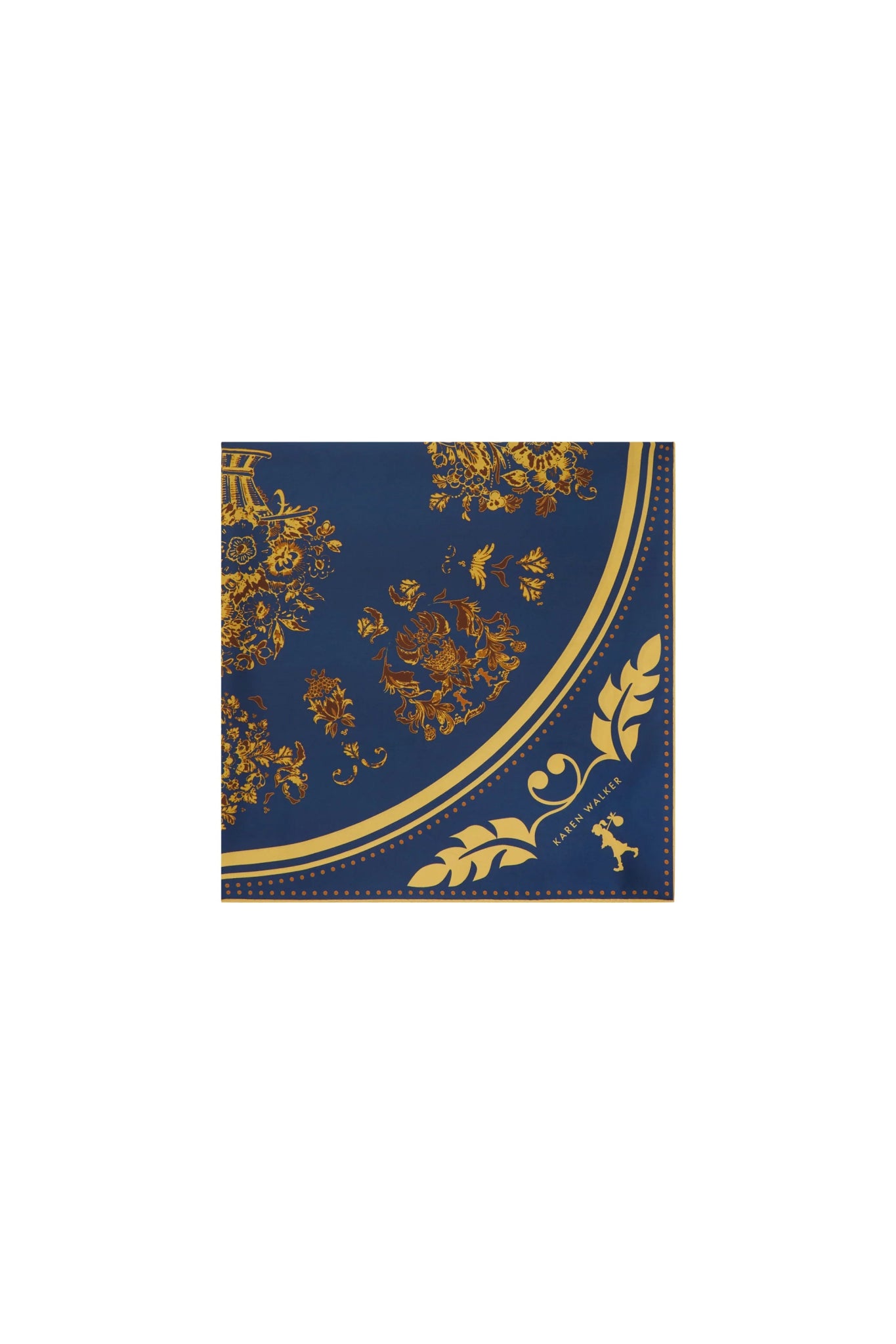 Karen Walker | Porcelain Plate Classic Silk Scarf | Navy/Antique Gold | Palm Boutique