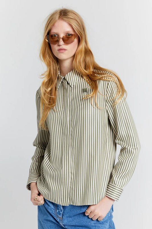 Karen Walker | Walker Dress Shirt | Olive Stripe | Palm Boutique