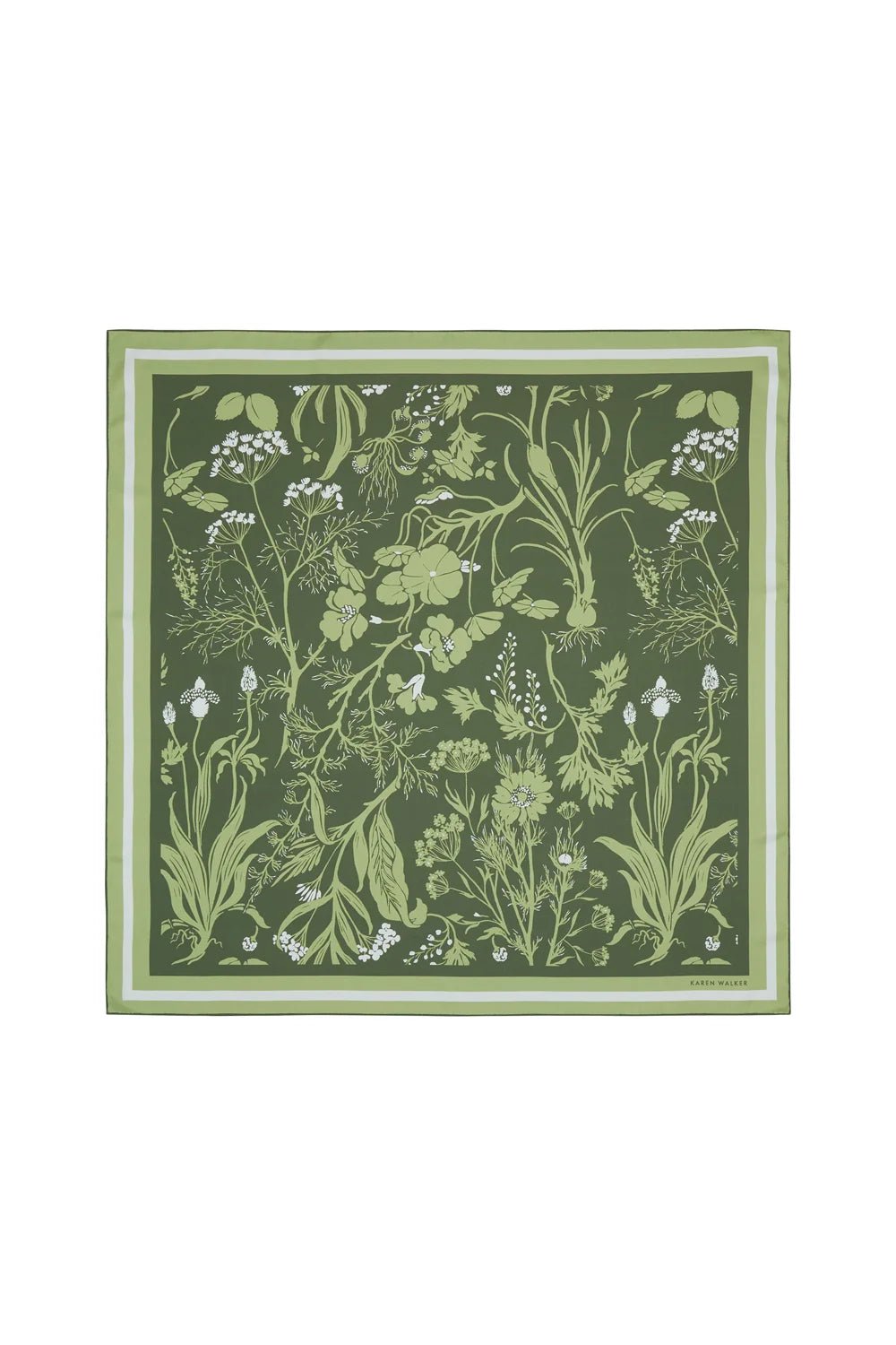 Karen Walker | Wildflowers Classic Silk Scarf | Green | Palm Boutique