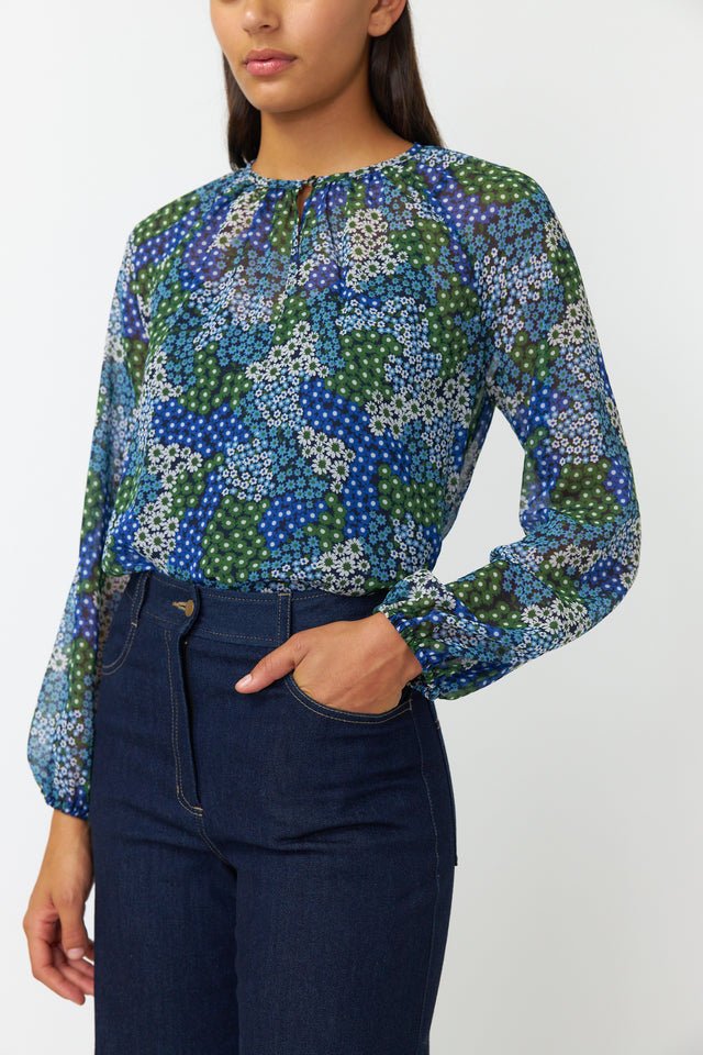 Kate Sylvester | Patchwork Floral Top | Blue | Palm Boutique