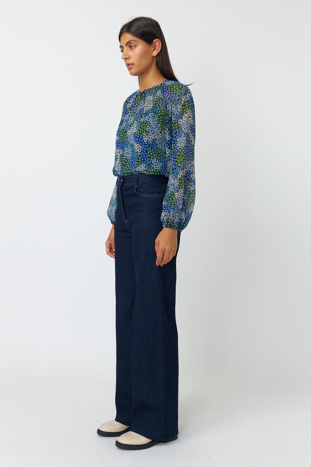 Kate Sylvester | Patchwork Floral Top | Blue | Palm Boutique