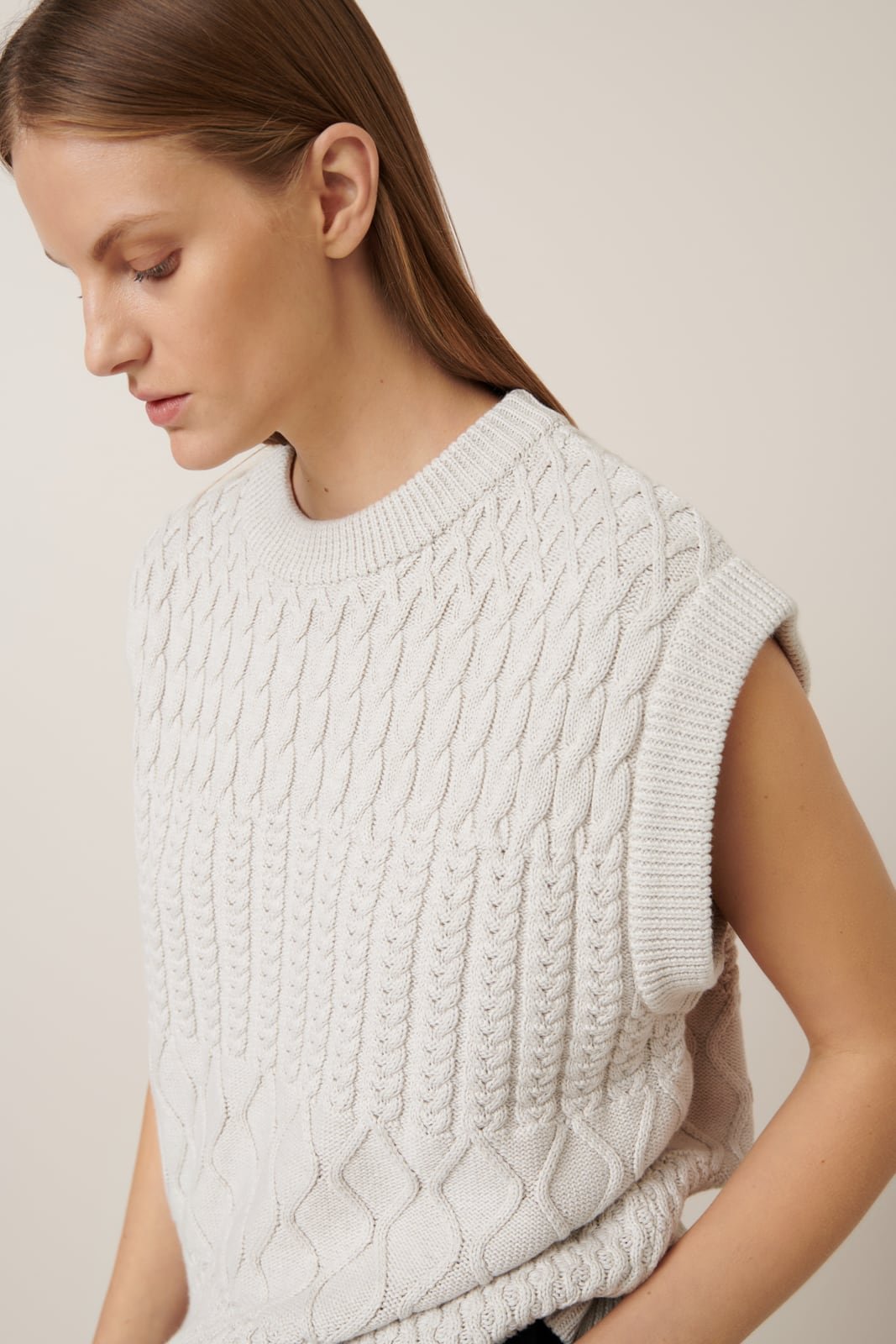 kowtow | Aran Vest | Oat Melange | Palm Boutique