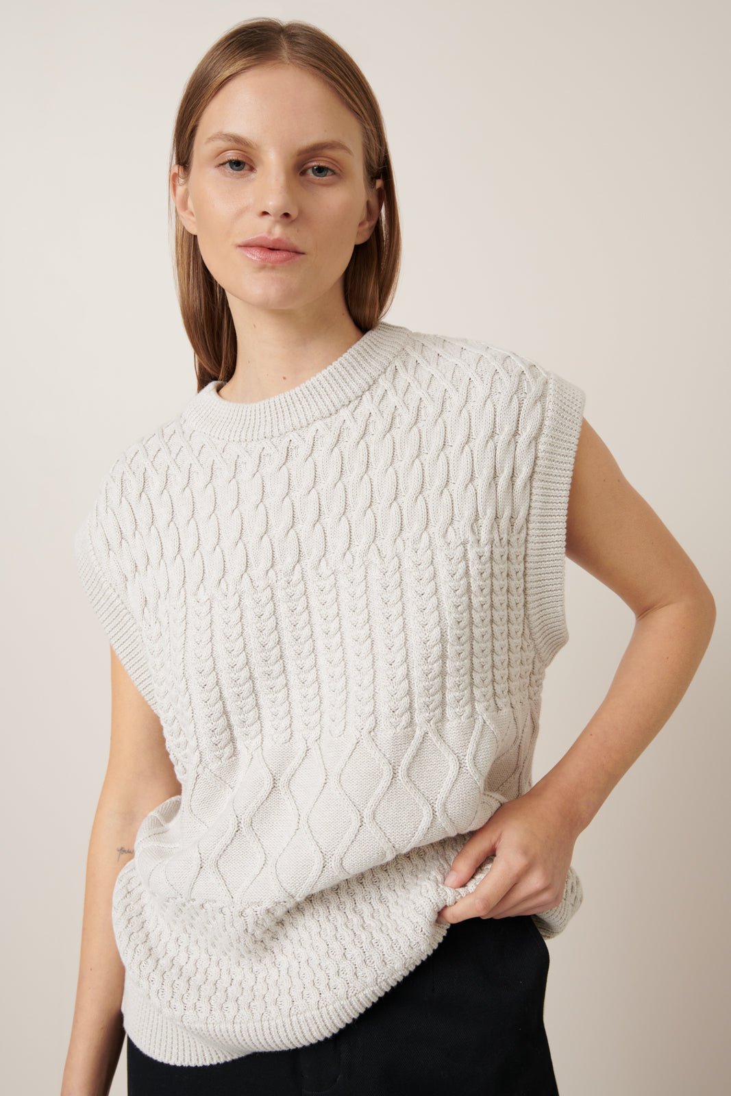 kowtow | Aran Vest | Oat Melange | Palm Boutique