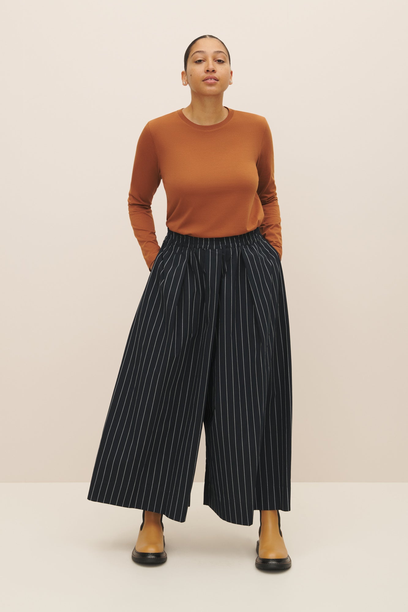 kowtow | Athena Pant | Navy Pinstripe | Palm Boutique