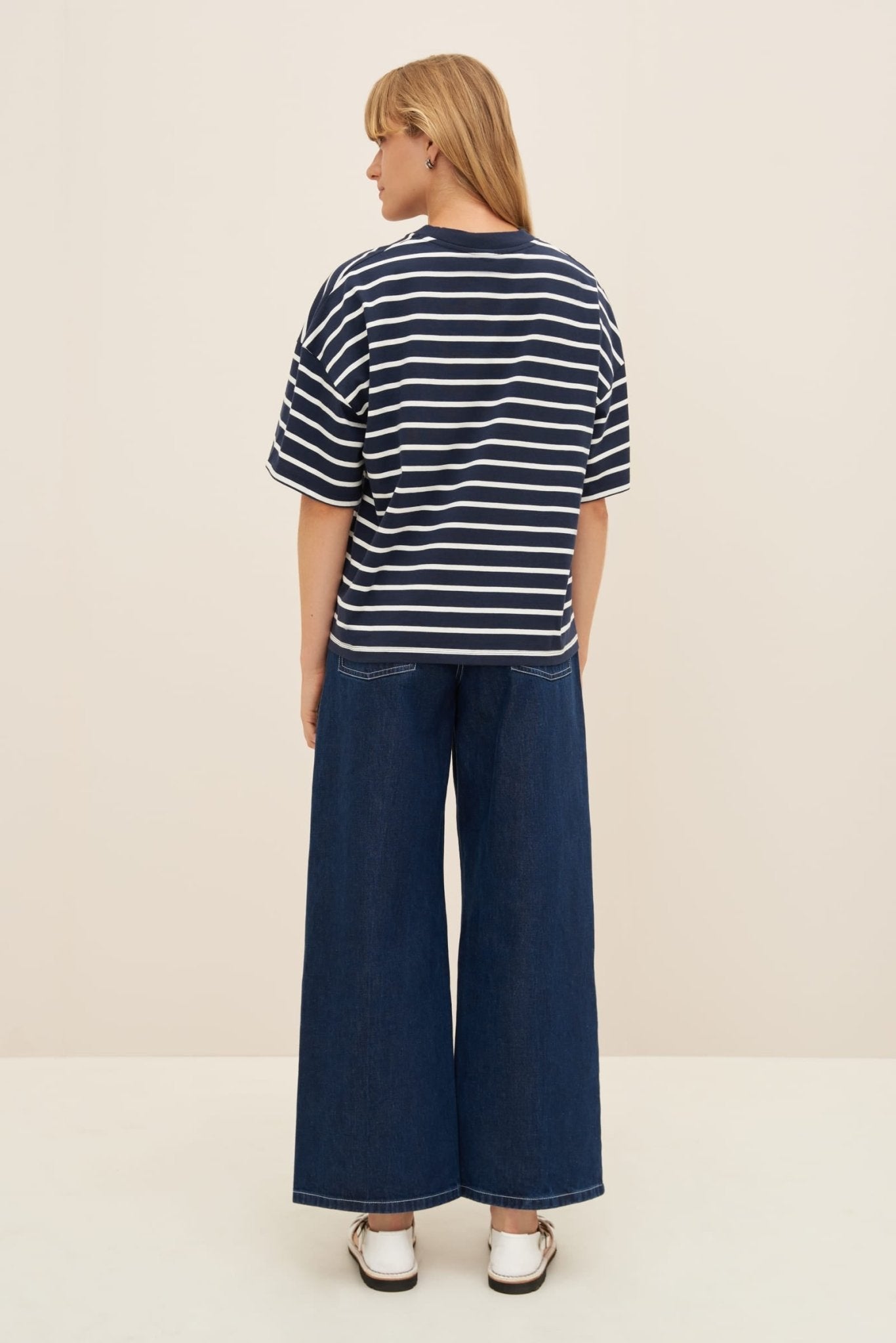 kowtow | Oversized Boxy Tee | Navy Breton | Palm Boutique