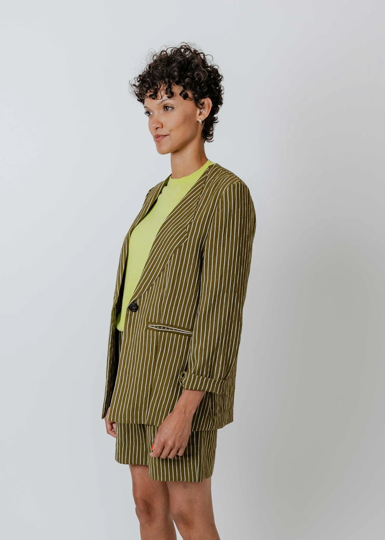 New Lands | Dean Blazer | Moss Stripe | Palm Boutique