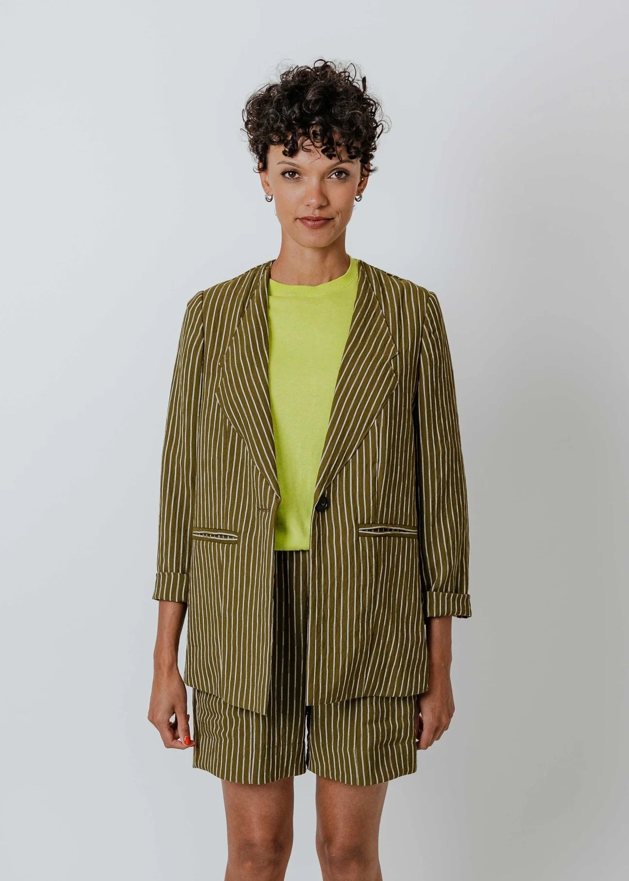 New Lands | Dean Blazer | Moss Stripe | Palm Boutique