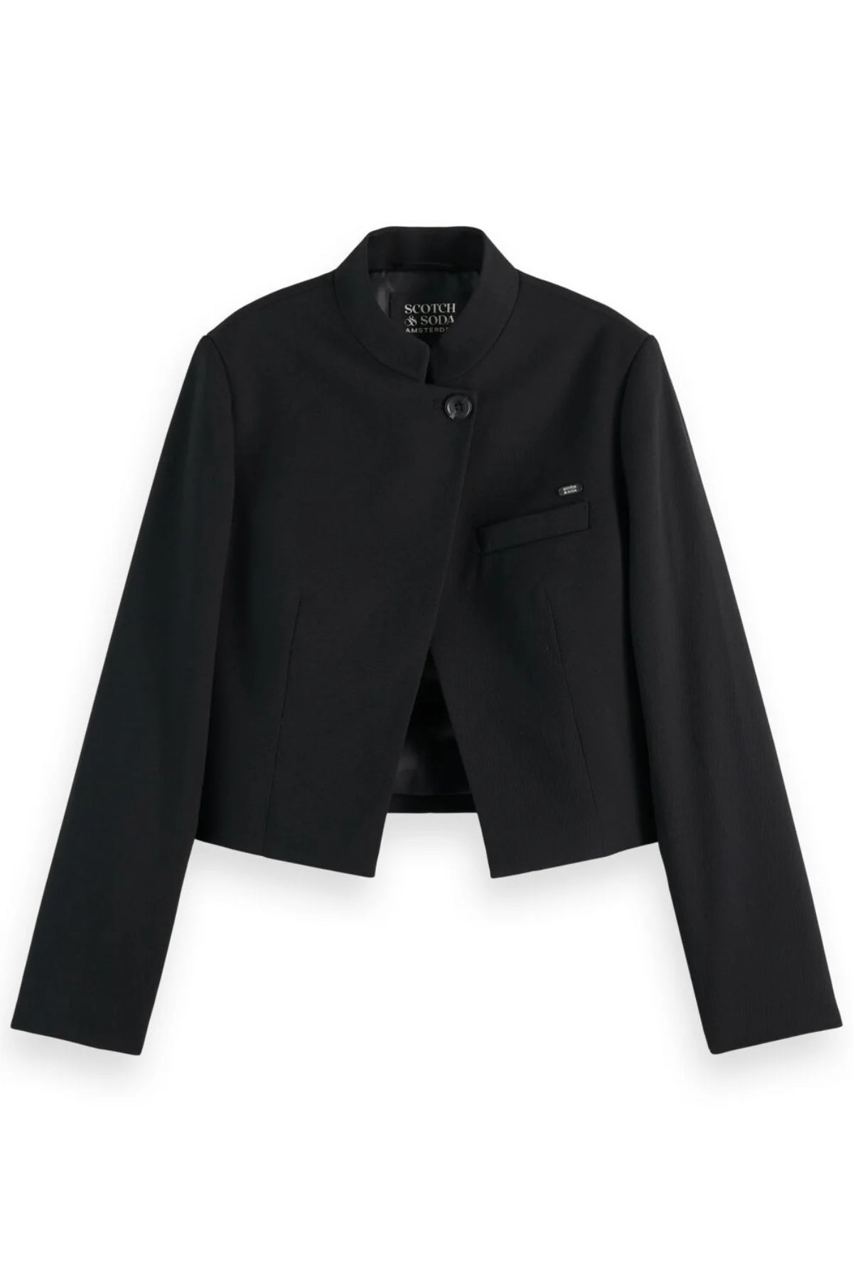 Scotch & Soda | Cropped Tailored Gabardine Blazer | Evening Black | Palm Boutique