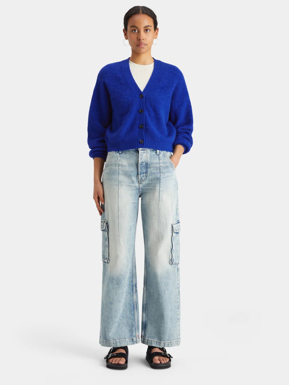 Scotch & Soda | Fuzzy Relaxed Cardigan | Electric Blue | Palm Boutique